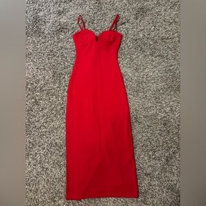Zara Red Bodycon Dress with Sweetheart Neckline